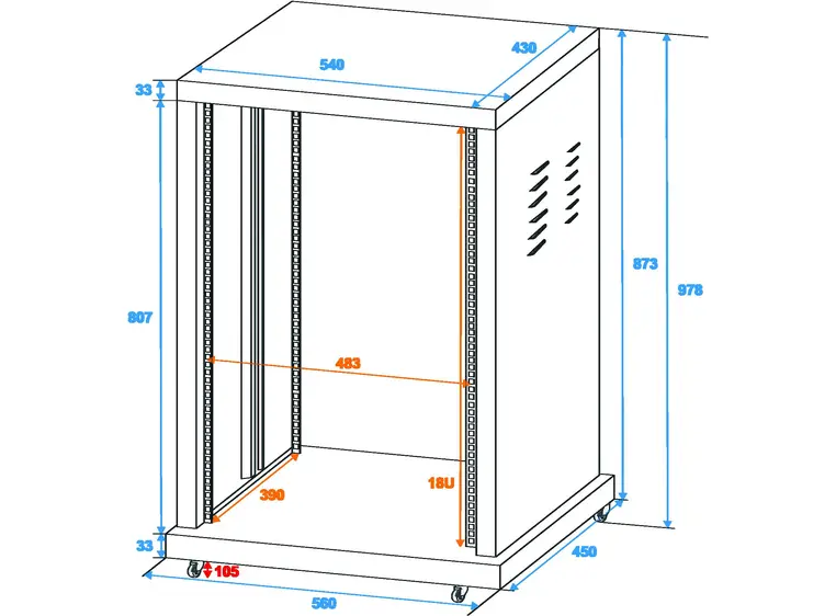 Steel rack SR-19, 18 units 